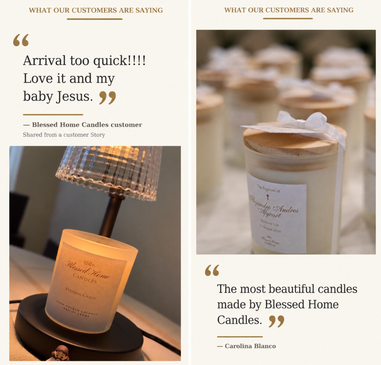 What begins in stillness—reading, reflecting, and seeking Him—becomes something you can feel. Each Blessed Home Candle is thoughtfully hand-poured with clean, high-end ingredients to bring a sense of calm, clarity, and sacred warmth into your everyday mome